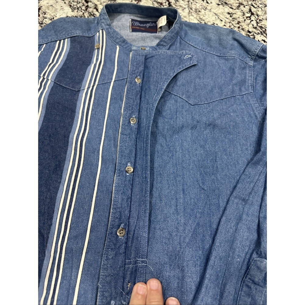 Vtg Mens 16 1/2-35 - WRANGLER X-Long Tails Western Cowboy Denim Jean Shirt - Picture 5 of 11